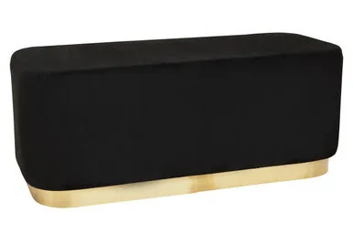 Hartford Black Velvet Bench With Matte Gold Base