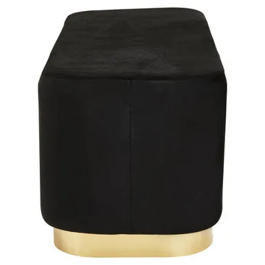 Hartford Black Velvet Bench With Matte Gold Base