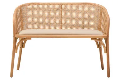 Cebu Natural Cane & Beech Wood Bench With Backrest