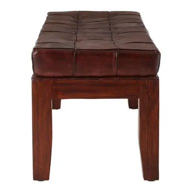 Inca Antique Brown Leather Bench
