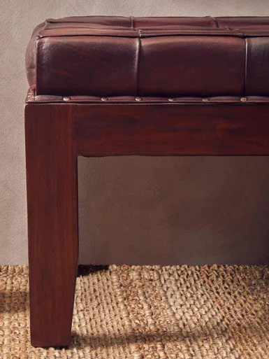 Inca Antique Brown Leather Bench
