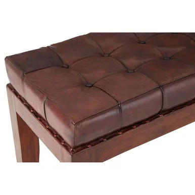 Inca Antique Brown Leather Bench