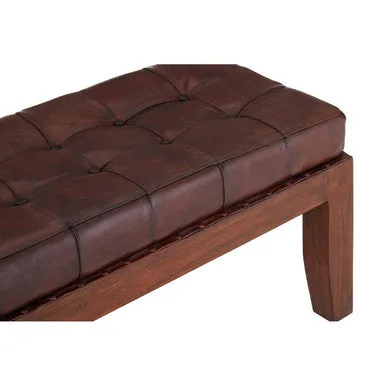 Inca Antique Brown Leather Bench