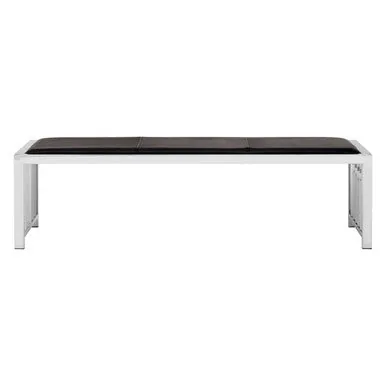 Novara Black Leather Bench With Stainless Steel Frame