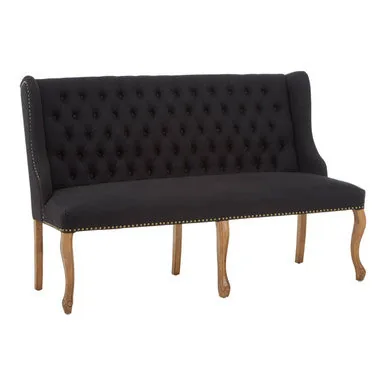 2 Seat Black Bench Sofa, Harrison