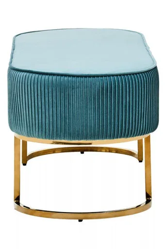Zamora Green Velvet Ottoman Bench With Gold Legs