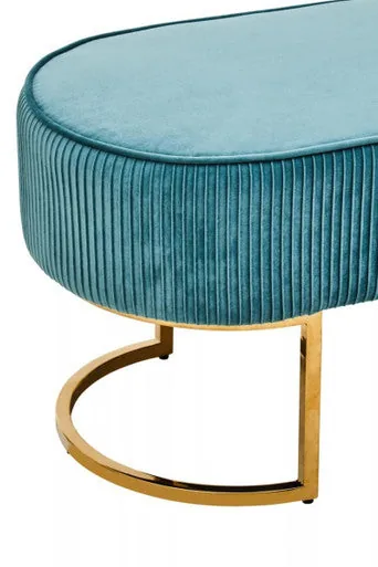 Zamora Green Velvet Ottoman Bench With Gold Legs