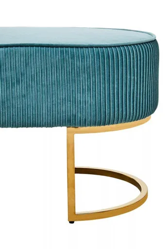 Zamora Green Velvet Ottoman Bench With Gold Legs