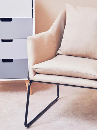Stockholm Stone Fabric Black Scandinavian Armchair
