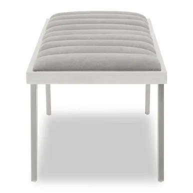 Gilden Grey Velvet Bench With Brused Silver Frame