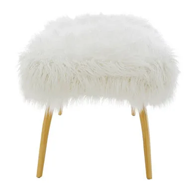 Clarence Fur Bench With Gold Legs
