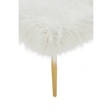 Clarence Fur Bench With Gold Legs