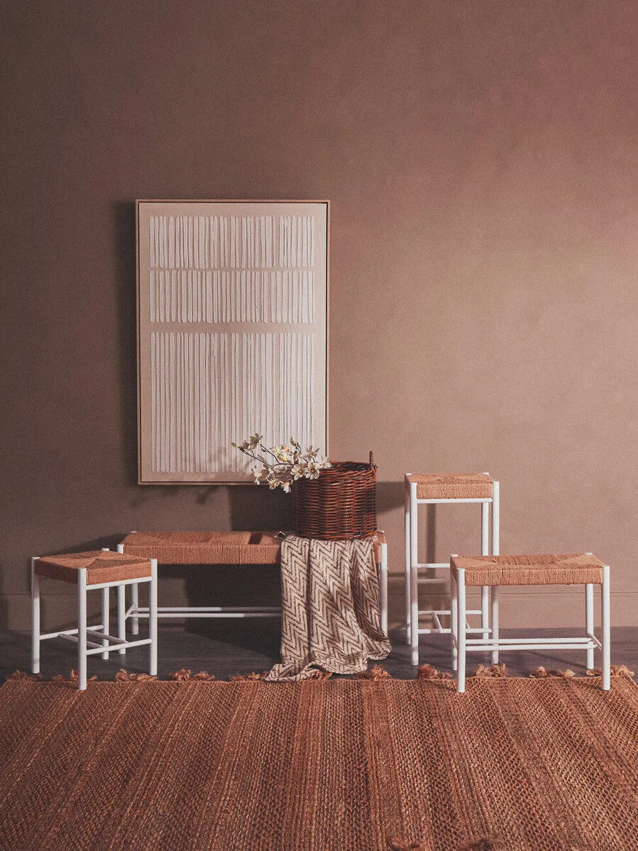 Bandar Small Natural Rope & White Wood Bench
