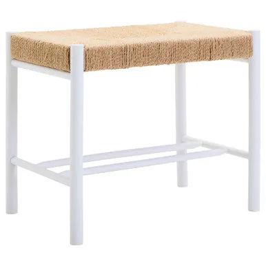 Bandar Small Natural Rope & White Wood Bench
