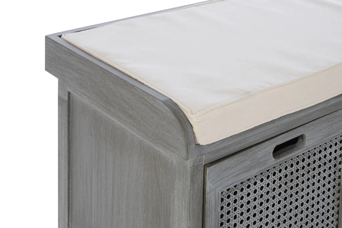 Heritage Grey Three Drawer Storage Bench With Cushion