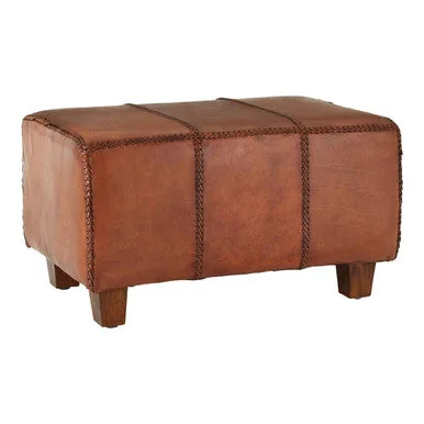 Inca Leather Bench With Teak Wood Legs