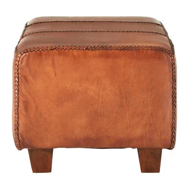 Inca Leather Bench With Teak Wood Legs