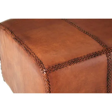 Inca Leather Bench With Teak Wood Legs