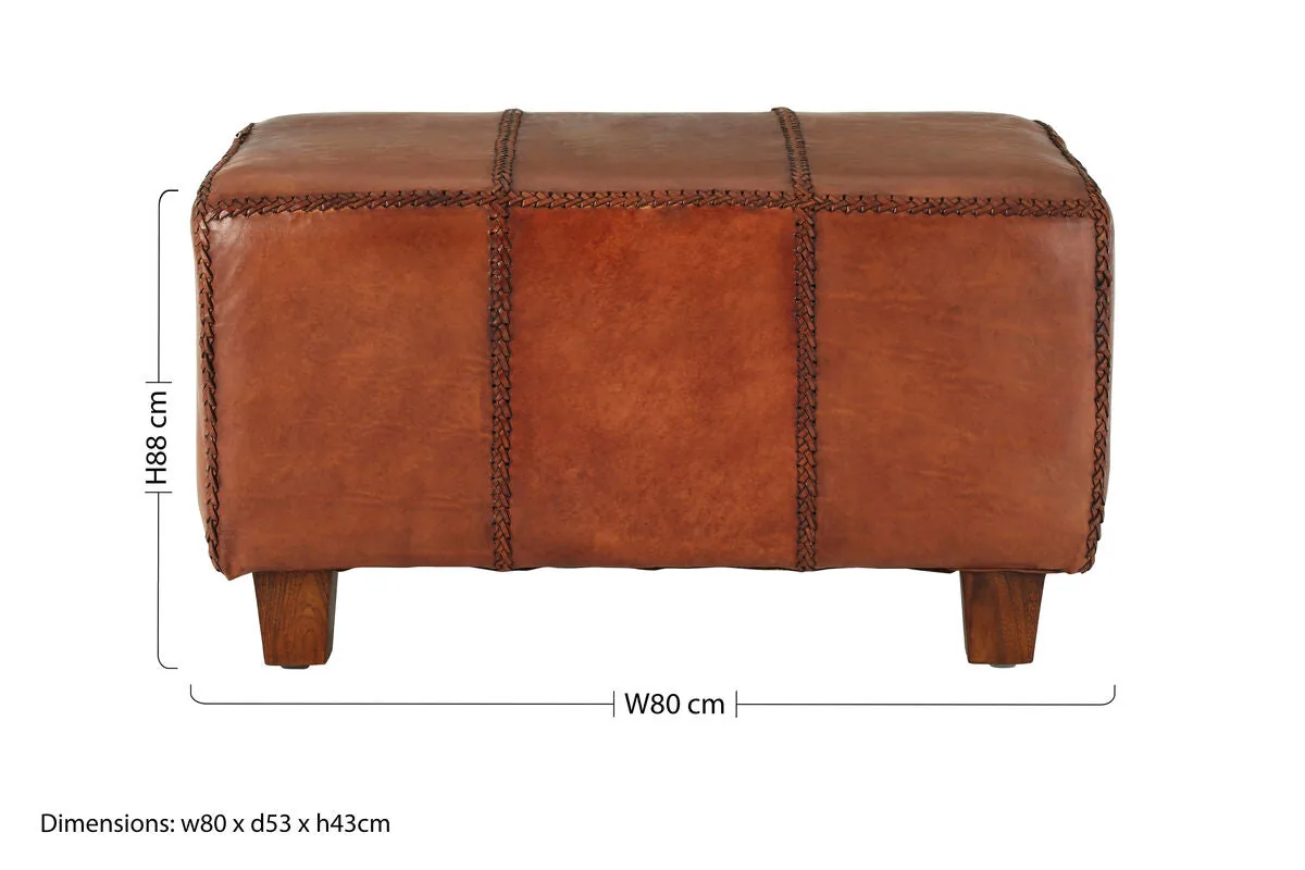Inca Leather Bench With Teak Wood Legs