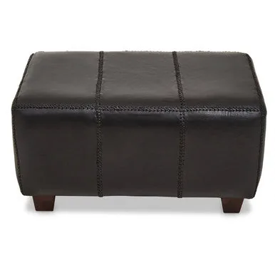 Inca Black Leather Bench With Teak Wood Legs