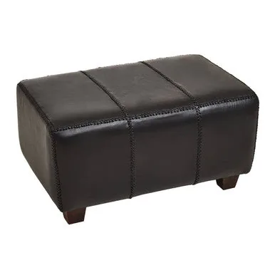 Inca Black Leather Bench With Teak Wood Legs