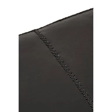 Inca Black Leather Bench With Teak Wood Legs