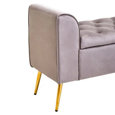 Loretta Mink Velvet Ottoman Storage Bench