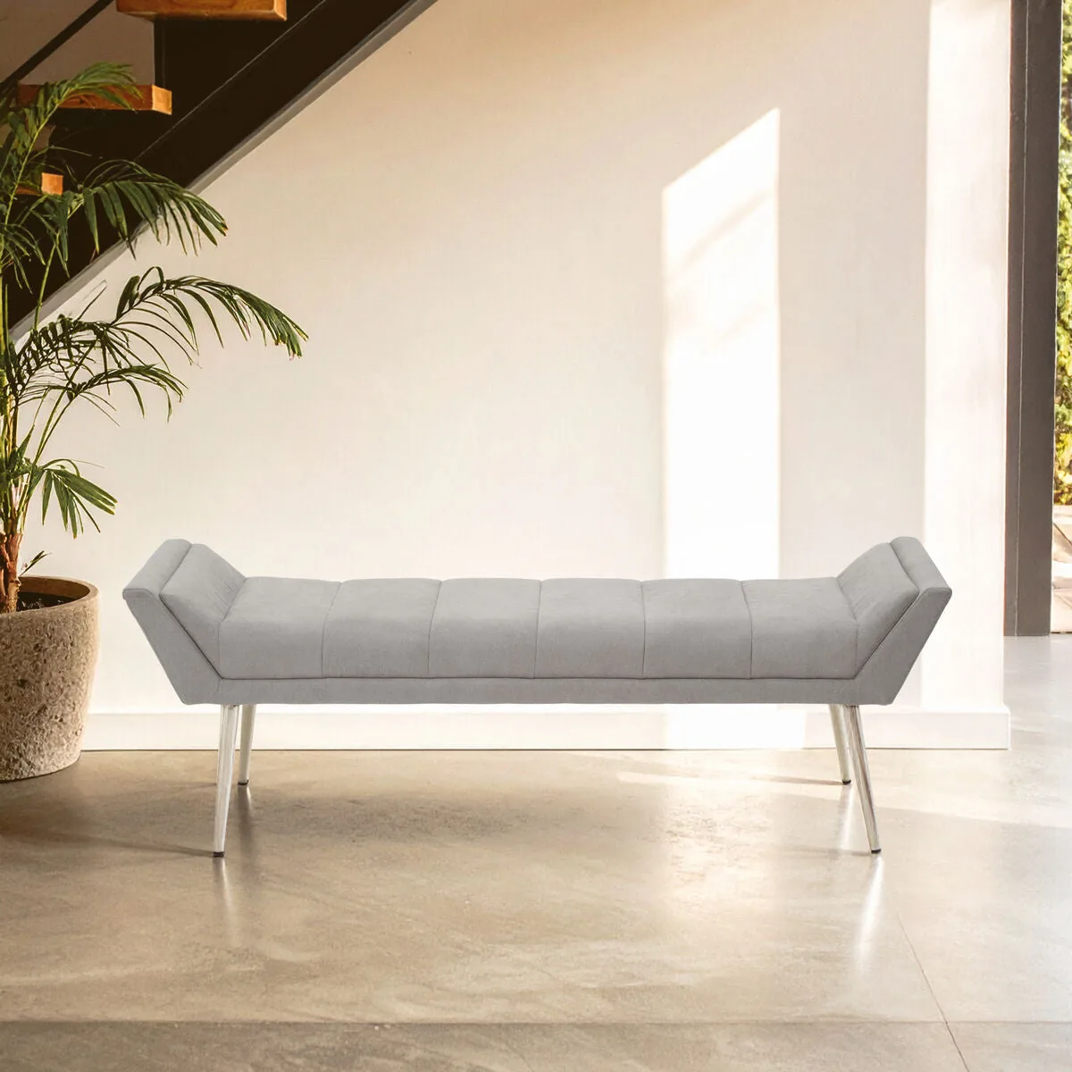 Gilden Grey Bench With Angular Base