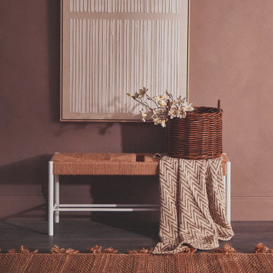 Bandar Large Natural Rope & White Wood Bench