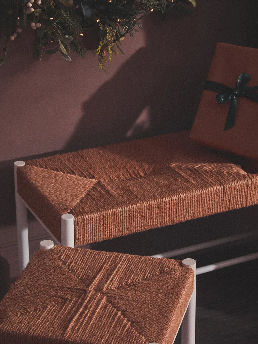 Bandar Large Natural Rope & White Wood Bench