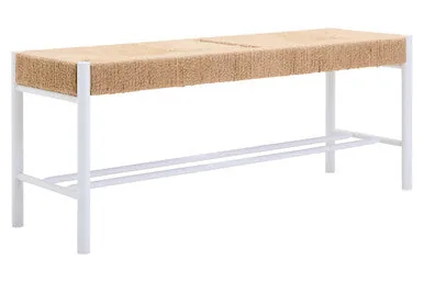 Bandar Large Natural Rope & White Wood Bench
