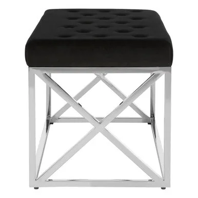 Allure Black Tufted Seat & Silver Bench