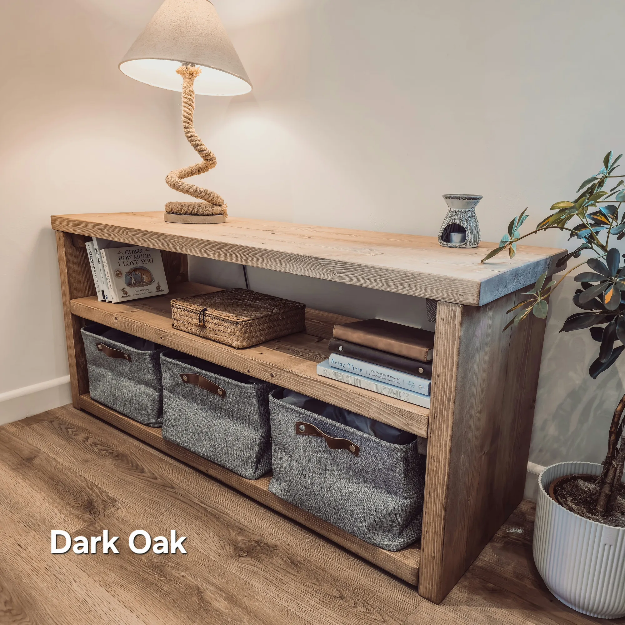 Norwyn 2-Tier Storage Unit / Bookshelf / Toy Storage / Living Room Storage / Shoe Storage Rustic Storage Unit Solid Wood Cottage Style /Book Shelf