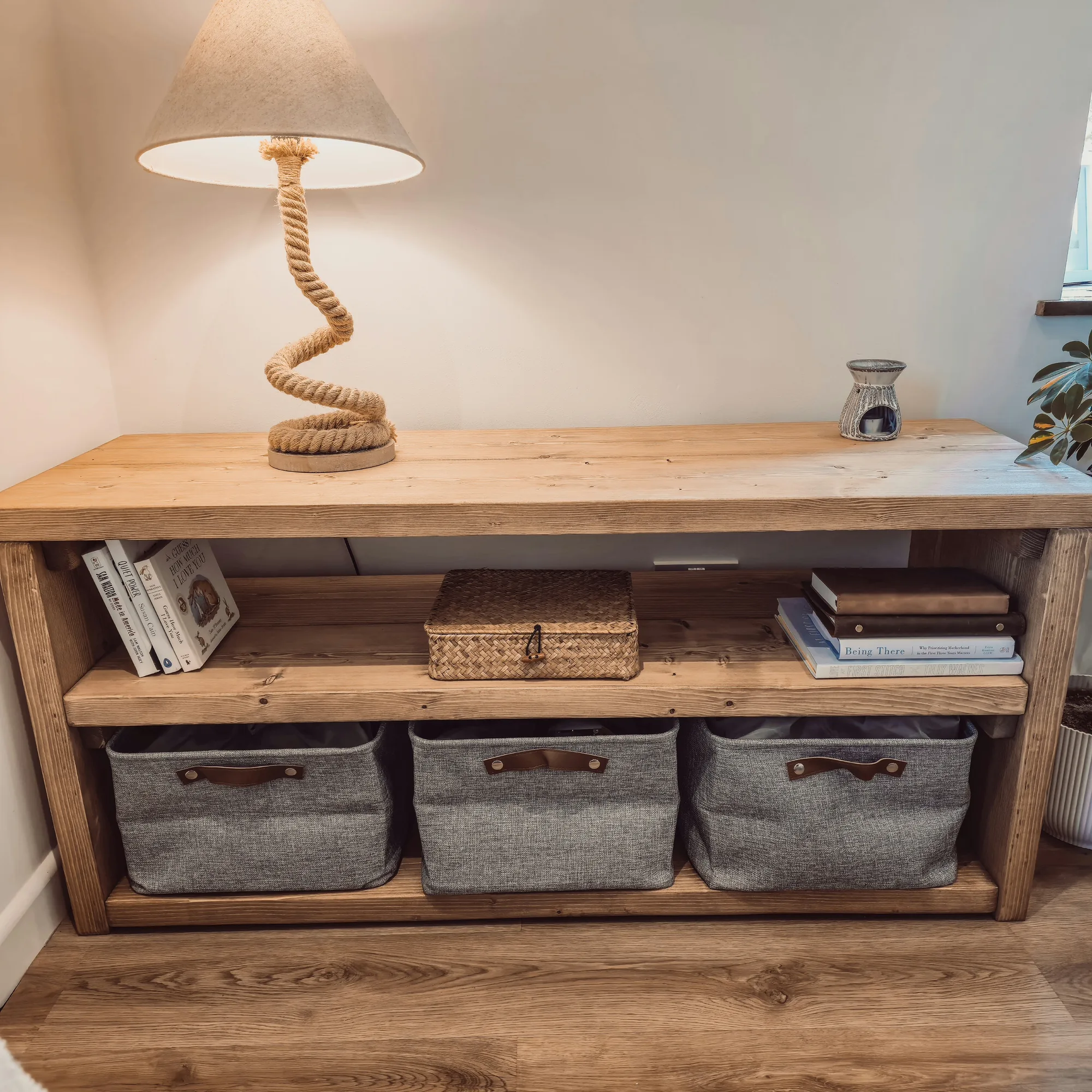 Norwyn 2-Tier Storage Unit / Bookshelf / Toy Storage / Living Room Storage / Shoe Storage Rustic Storage Unit Solid Wood Cottage Style /Book Shelf