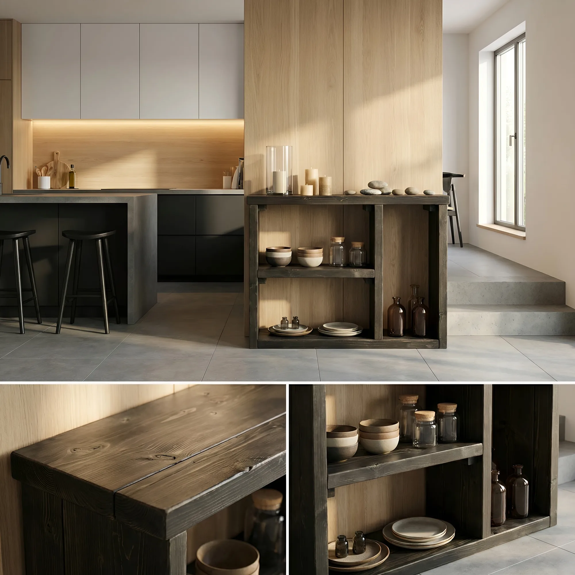 Ivara Black Wooden Bookshelf / Storage Shelf / Living Room Storage / Shoe Storage Rustic Solid Wood Book Shelf