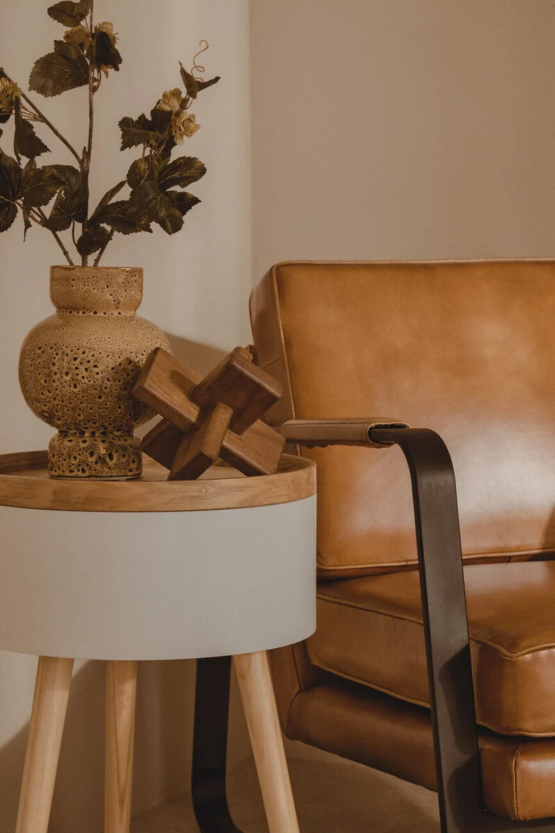 Buffalo Brown Leather Armchair With Black Iron Frame