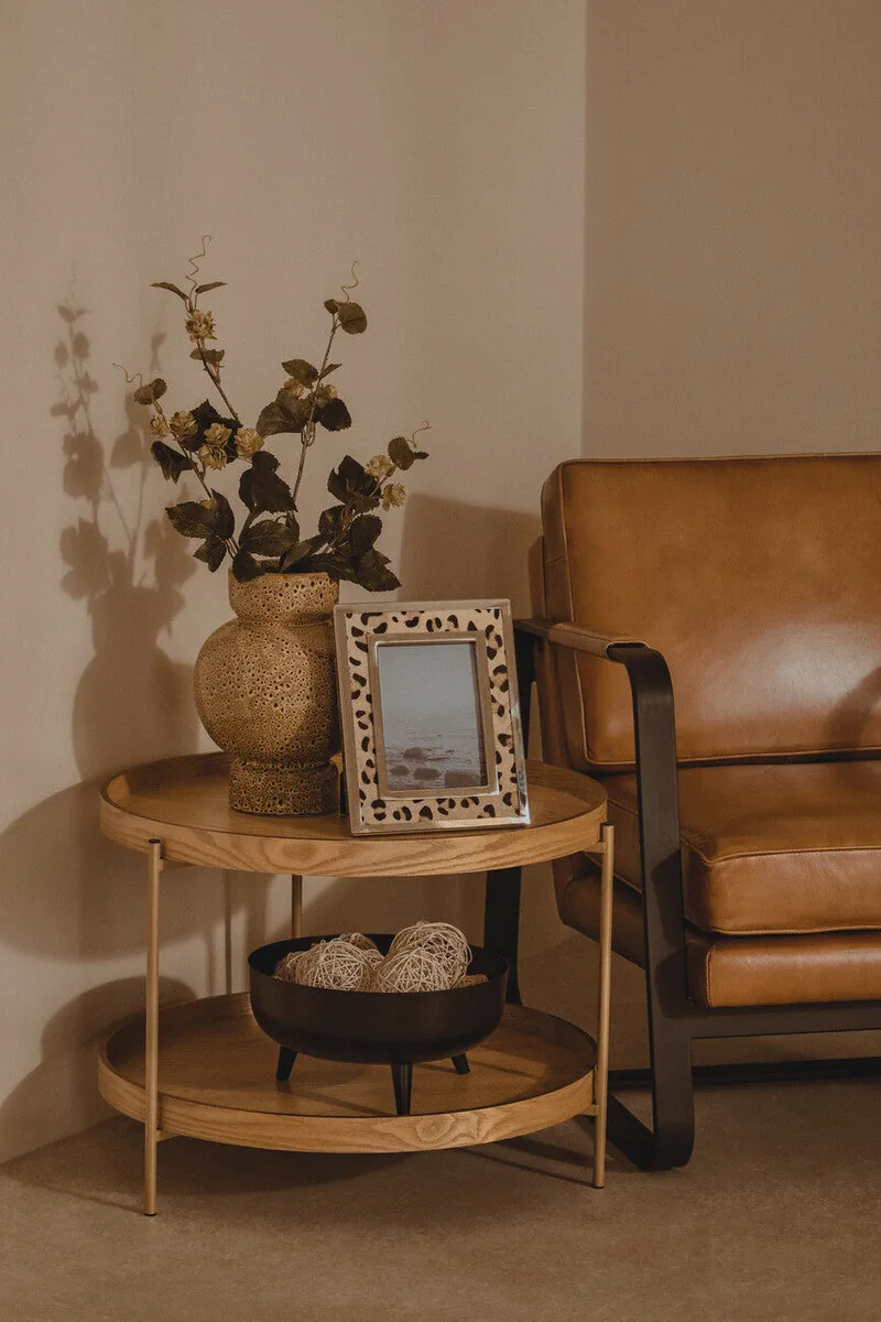 Buffalo Brown Leather Armchair With Black Iron Frame