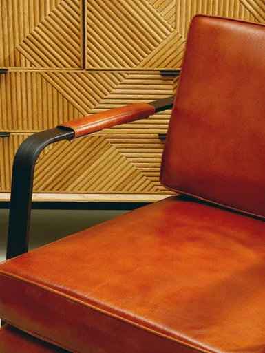 Buffalo Brown Leather Armchair With Black Iron Frame