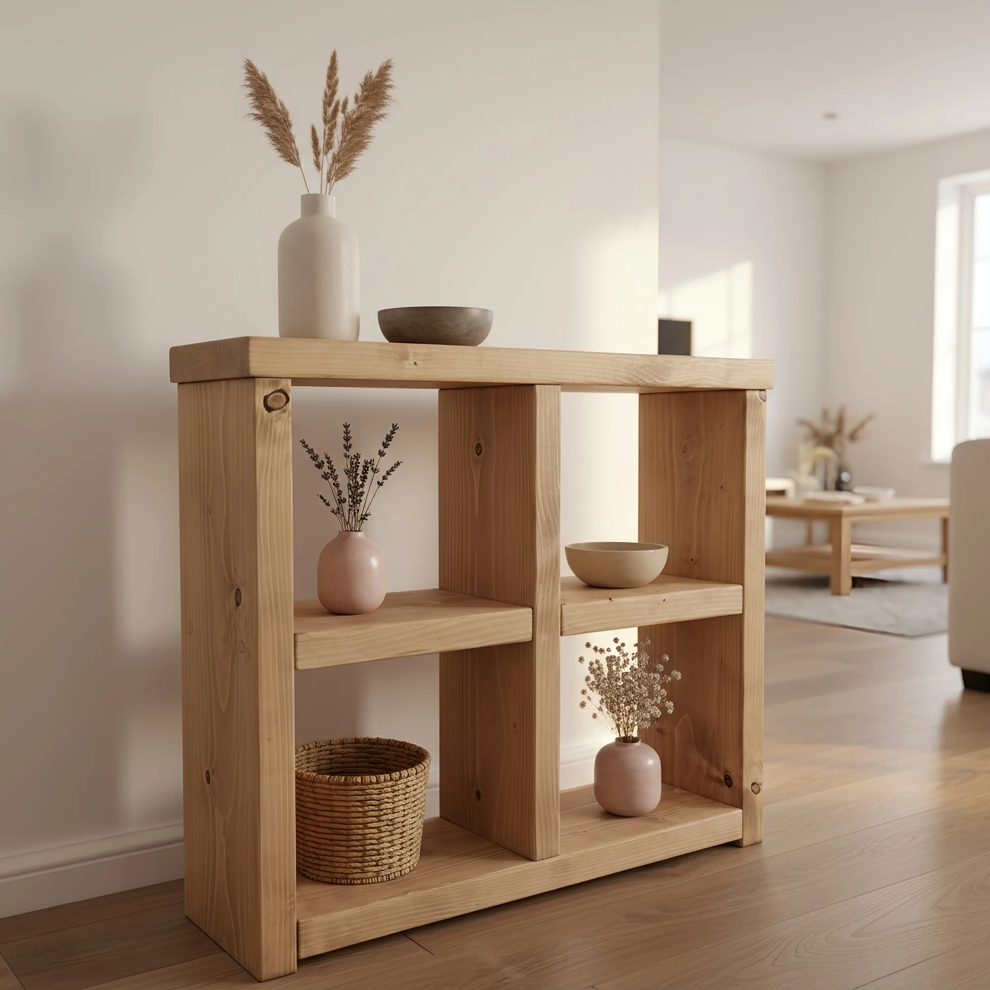 Arden Timber Shelving Unit / Storage Shelf / Living Room Bookshelf / Shoe Storage Rustic Storage Unit Solid Wood Cottage Style /Book Shelf