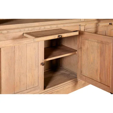 Lyon Washed Grey Oak Wood Large Bookcase With Ladder
