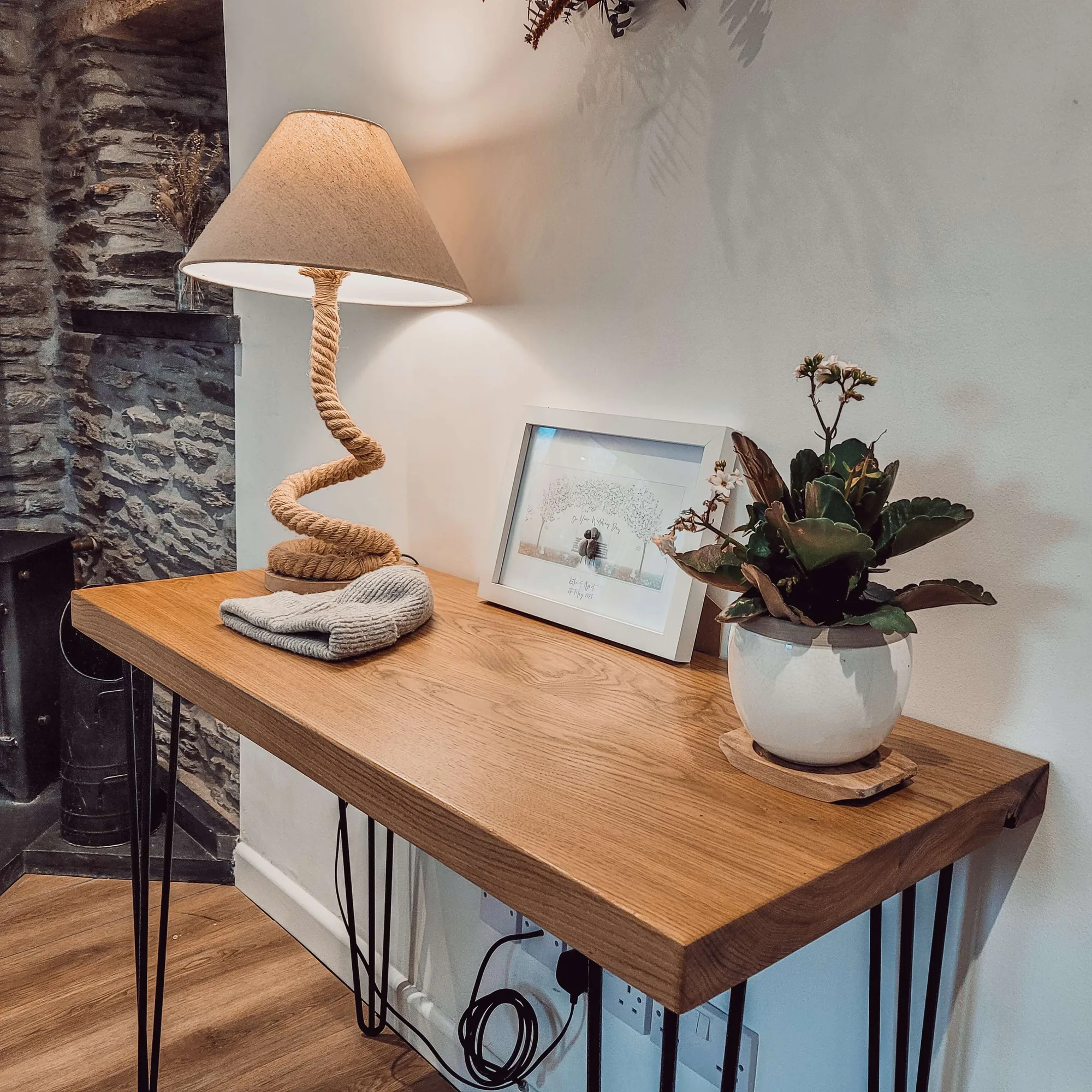 LARIA Oak Entryway Console / Wooden Hall Console Cabinet