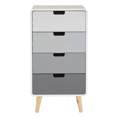 Milo 4 Drawer Rubberwood Grey Contemporary Cabinet