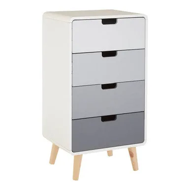 Milo 4 Drawer Rubberwood Grey Contemporary Cabinet