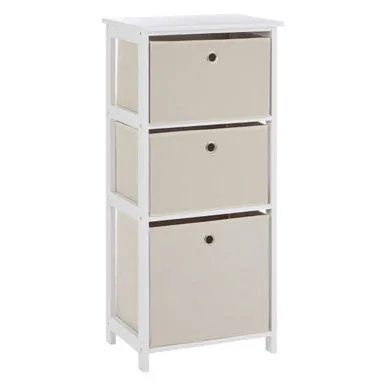 Lindo 3 Natural Fabric Drawers Cabinet
