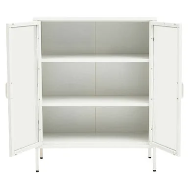 Acier Two Door White Metal Cabinet