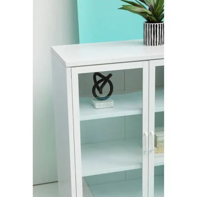 Acier Two Door White Metal Cabinet