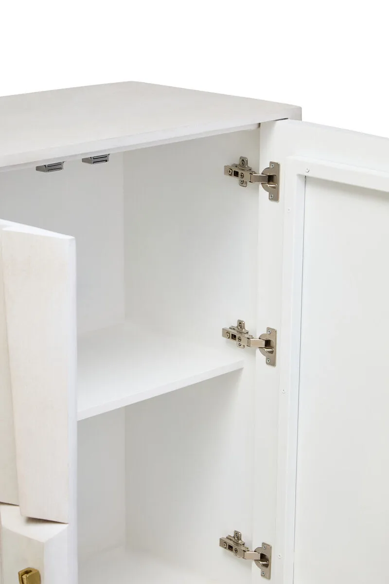 Sita Two Door Whitewash Mango Wood Abstract Cabinet