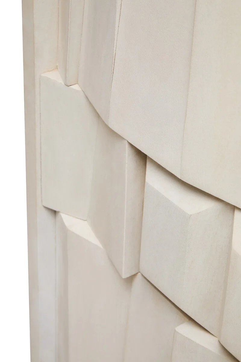 Sita Two Door Whitewash Mango Wood Abstract Cabinet
