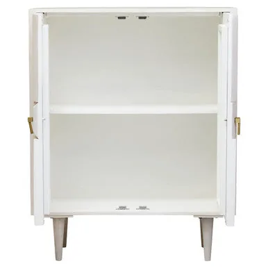 Sita Two Door Whitewash Mango Wood Abstract Cabinet