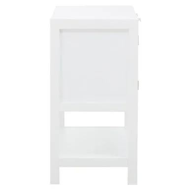 Sherman White Wood & Rattan Two Drawer Side Cabinet